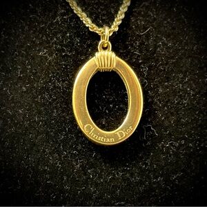 🎭 SOLD 🎭  Christian DIOR ‘Comes Around Goes Around’ Oval Pendant Necklace